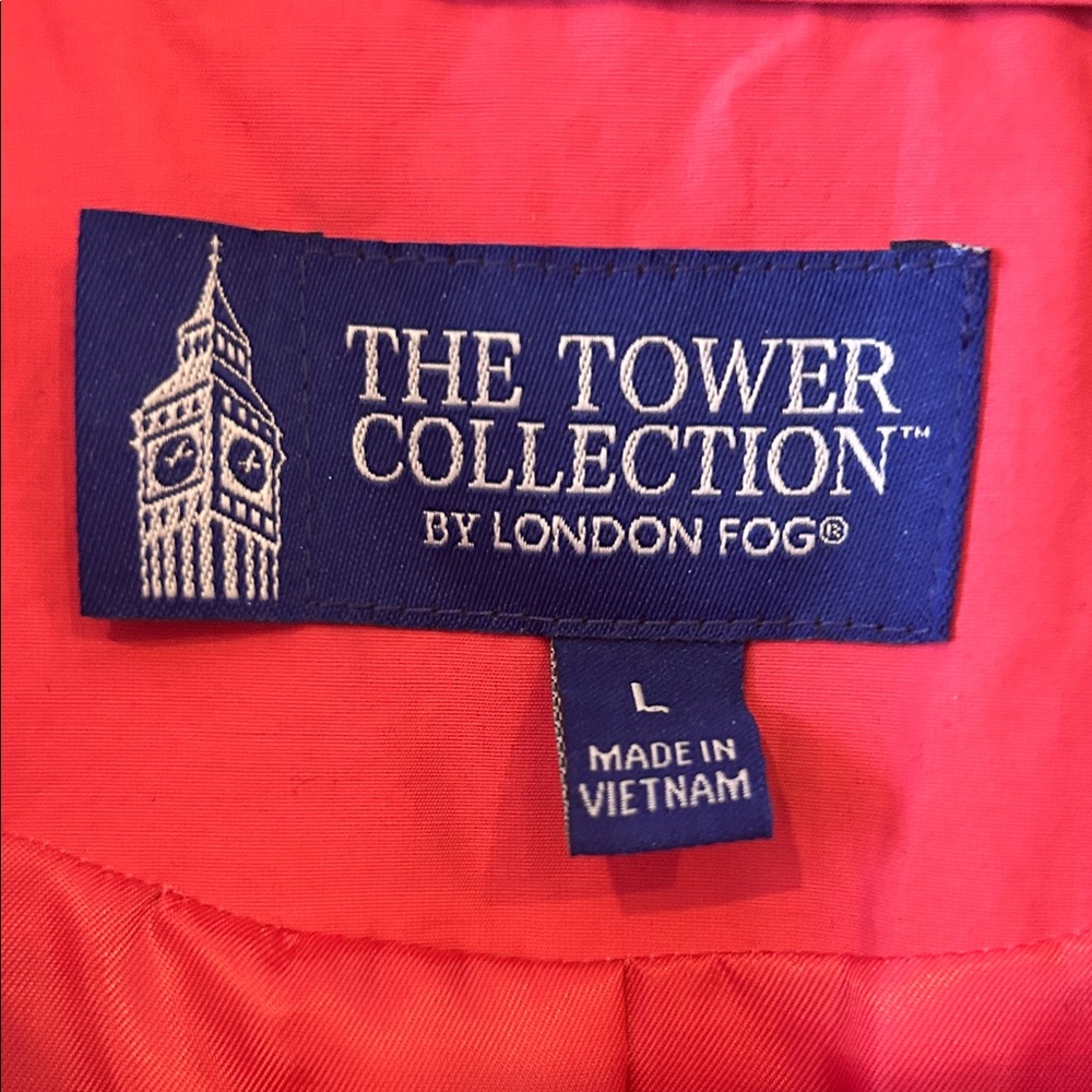 London Fog The Tower Collection Pink Button Front Trench Coat Jacket Size L - Picture 4 of 5
